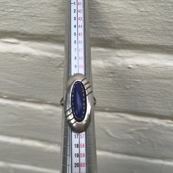 Vintage Sterling Silver Lapis Oval Ring by Navajo Artist PP - Picture 14 of 16
